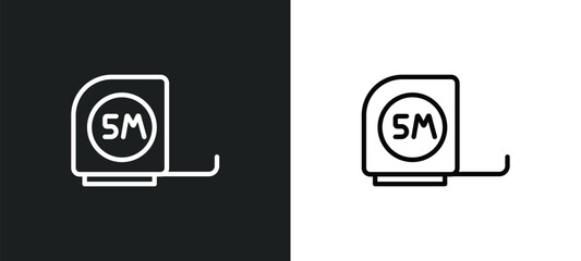 five meters ruler icon isolated in white and black colors. five meters ruler outline vector icon from construction collection for web, mobile apps and ui.