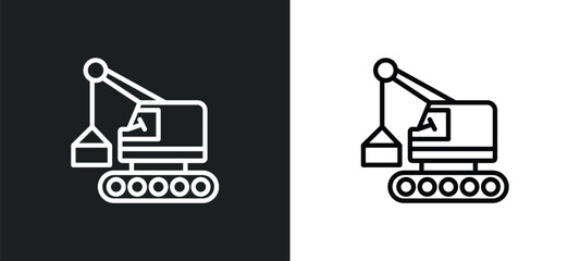 derrick with box icon isolated in white and black colors. derrick with box outline vector icon from construction collection for web, mobile apps and ui.