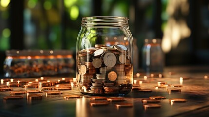business financial money coin in jar - obrazy, fototapety, plakaty