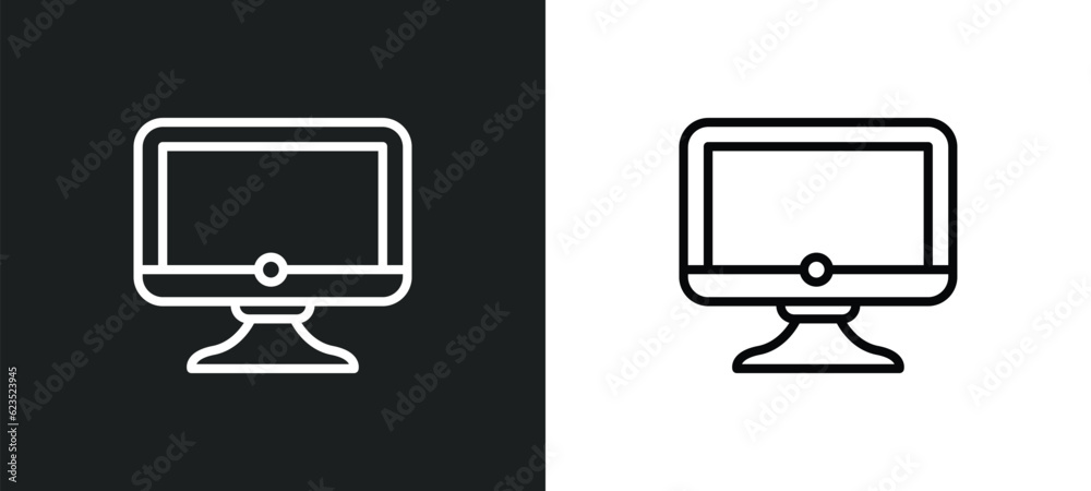 Poster full computer icon isolated in white and black colors. full computer outline vector icon from comput