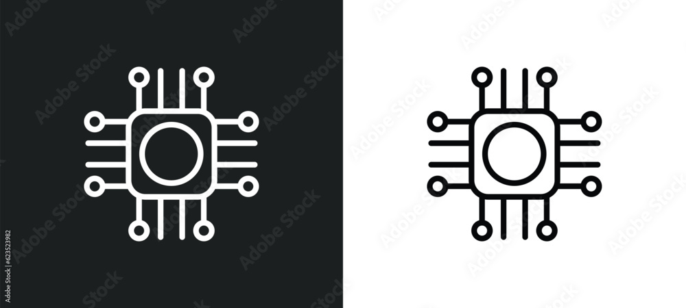 Poster computer chip icon isolated in white and black colors. computer chip outline vector icon from comput