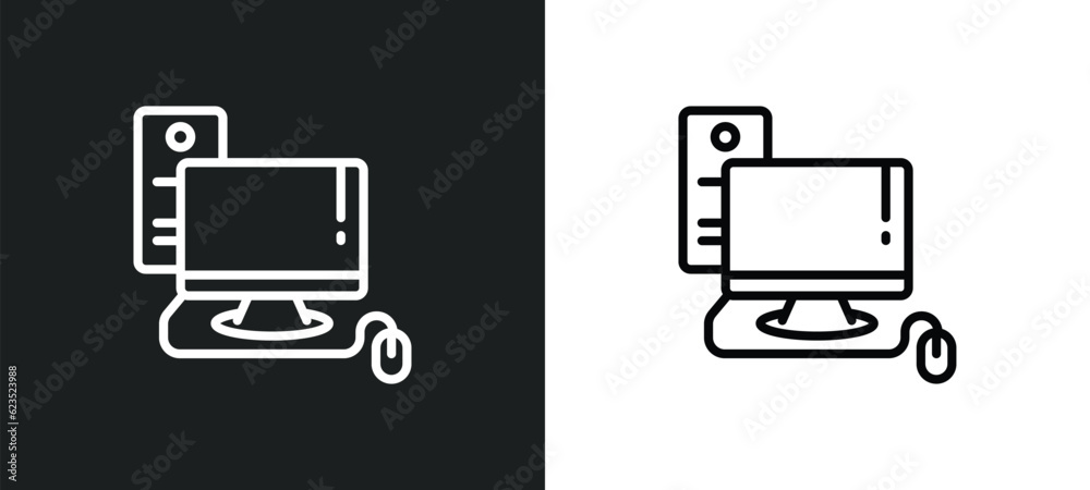 Poster computer icon isolated in white and black colors. computer outline vector icon from computer collect