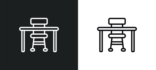 school desk icon isolated in white and black colors. school desk outline vector icon from computer collection for web, mobile apps and ui.