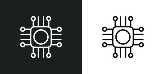 computer chip icon isolated in white and black colors. computer chip outline vector icon from computer collection for web, mobile apps and ui.