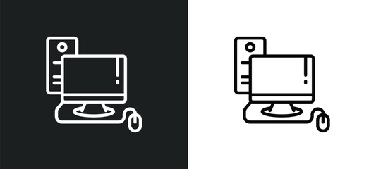 computer icon isolated in white and black colors. computer outline vector icon from computer collection for web, mobile apps and ui.