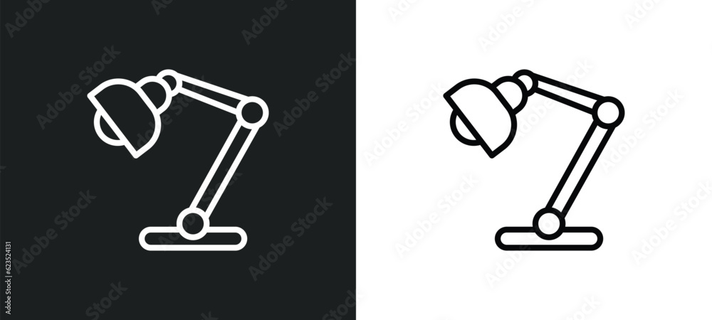 Poster study lamp icon isolated in white and black colors. study lamp outline vector icon from computer col