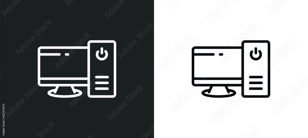 Poster work station icon isolated in white and black colors. work station outline vector icon from computer