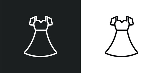 chiffon dress icon isolated in white and black colors. chiffon dress outline vector icon from clothes collection for web, mobile apps and ui.