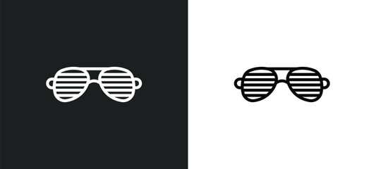 shutter sunglasses icon isolated in white and black colors. shutter sunglasses outline vector icon from clothes collection for web, mobile apps and ui.