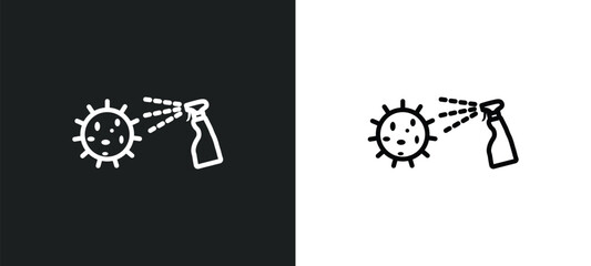 virus cleanin icon isolated in white and black colors. virus cleanin outline vector icon from cleaning collection for web, mobile apps and ui.