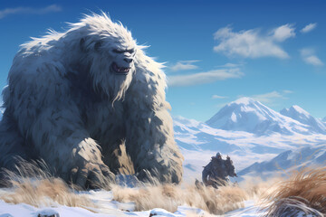 cute anime style white snow monster