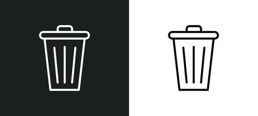 bin icon isolated in white and black colors. bin outline vector icon from cleaning collection for web, mobile apps and ui.