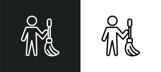 cleaner icon isolated in white and black colors. cleaner outline vector icon from cleaning collection for web, mobile apps and ui.