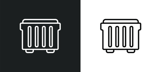 Obraz premium dumpster icon isolated in white and black colors. dumpster outline vector icon from cleaning collection for web, mobile apps and ui.