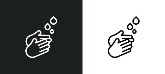 washing hand icon isolated in white and black colors. washing hand outline vector icon from cleaning collection for web, mobile apps and ui.