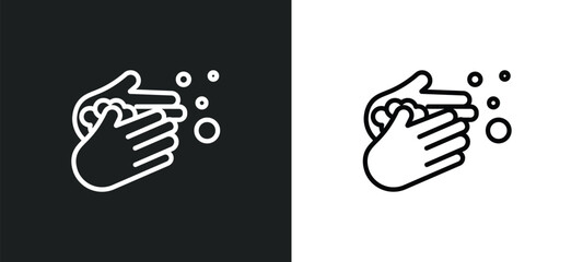 hand washing icon isolated in white and black colors. hand washing outline vector icon from cleaning collection for web, mobile apps and ui.