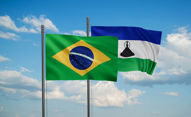 Lesotho and Brazil flag