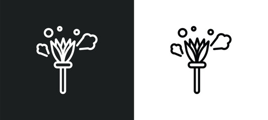 feather duster icon isolated in white and black colors. feather duster outline vector icon from cleaning collection for web, mobile apps and ui.