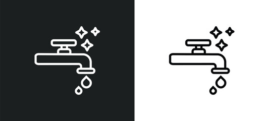 faucet cleanin icon isolated in white and black colors. faucet cleanin outline vector icon from cleaning collection for web, mobile apps and ui.