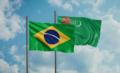 Turkmenistan and Brazil flag