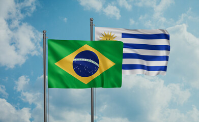 Uruguay and Brazil flag