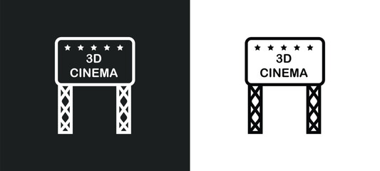 movie billboard icon isolated in white and black colors. movie billboard outline vector icon from cinema collection for web, mobile apps and ui.