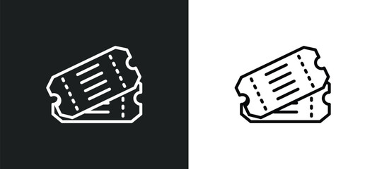 two movie tickets icon isolated in white and black colors. two movie tickets outline vector icon from cinema collection for web, mobile apps and ui.