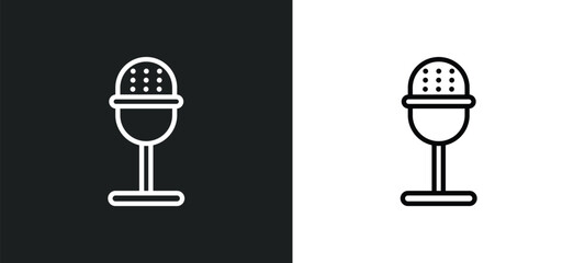 studio mic icon isolated in white and black colors. studio mic outline vector icon from cinema collection for web, mobile apps and ui.