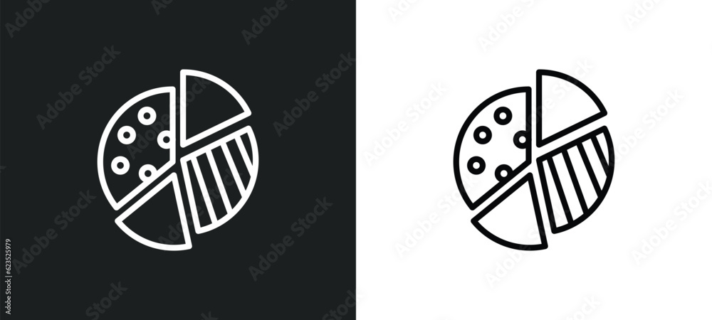 Poster graph pie icon isolated in white and black colors. graph pie outline vector icon from business and a