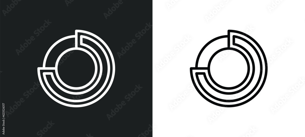 Poster round value chart icon isolated in white and black colors. round value chart outline vector icon fro