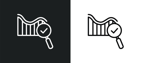 search analytics icon isolated in white and black colors. search analytics outline vector icon from business and analytics collection for web, mobile apps and ui.
