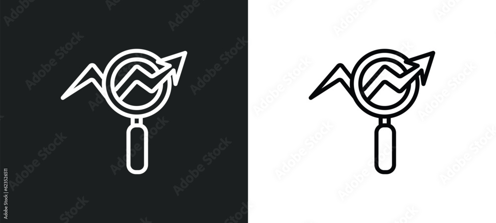 Poster database analysing icon isolated in white and black colors. database analysing outline vector icon f