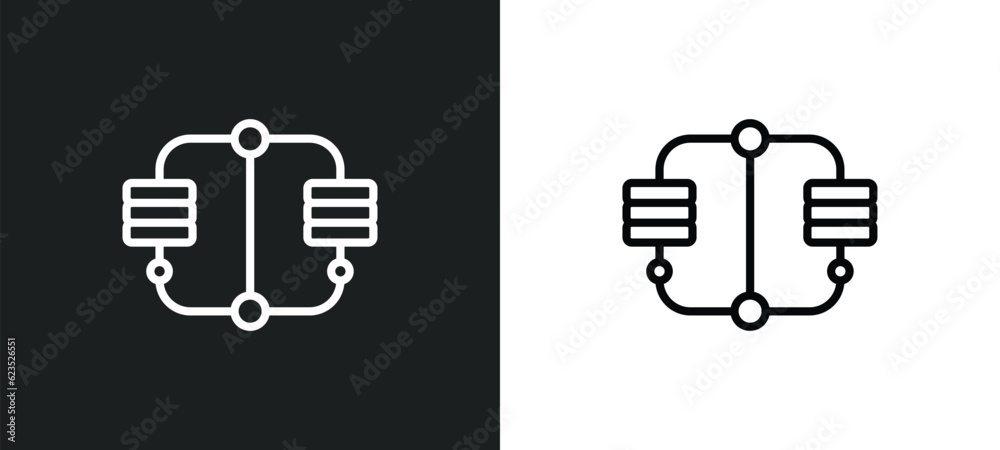 Poster connected data icon isolated in white and black colors. connected data outline vector icon from busi