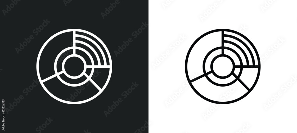 Poster circular chart icon isolated in white and black colors. circular chart outline vector icon from busi