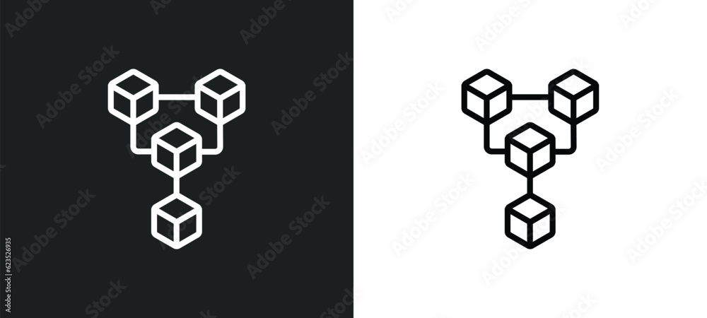 Poster connection box chart icon isolated in white and black colors. connection box chart outline vector ic
