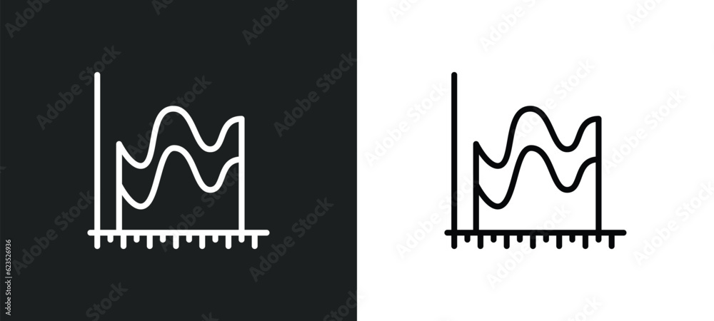 Poster smooth line chart icon isolated in white and black colors. smooth line chart outline vector icon fro