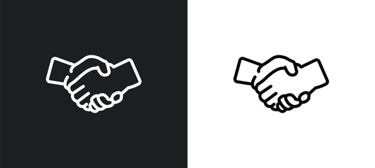 shaking hands icon isolated in white and black colors. shaking hands outline vector icon from business collection for web, mobile apps and ui.