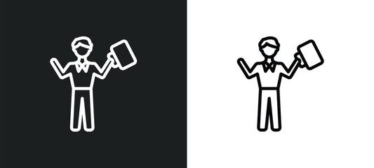 man succesing icon isolated in white and black colors. man succesing outline vector icon from business collection for web, mobile apps and ui.