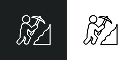 worker digging a hole icon isolated in white and black colors. worker digging a hole outline vector icon from business collection for web, mobile apps and ui.