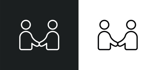 men shaking hands icon isolated in white and black colors. men shaking hands outline vector icon from business collection for web, mobile apps and ui.