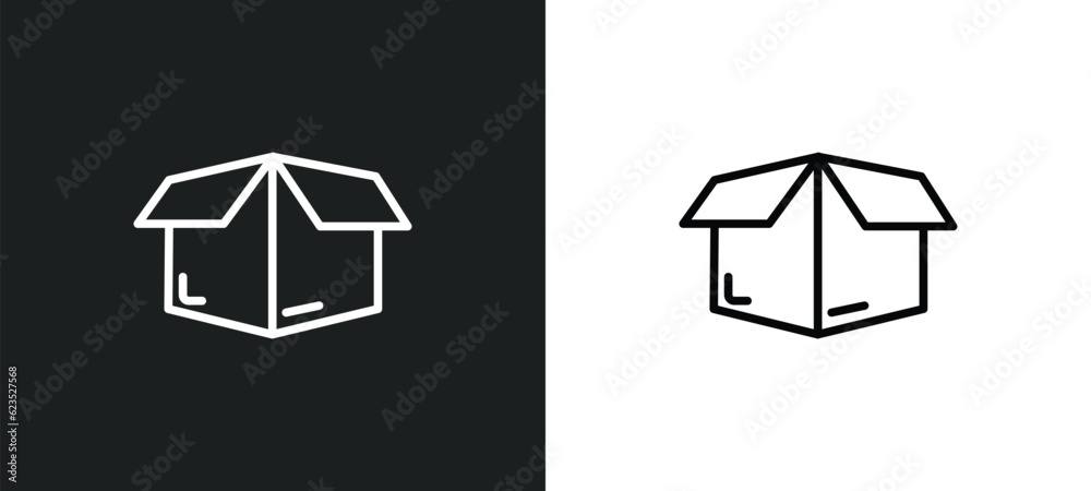 Poster empty box icon isolated in white and black colors. empty box outline vector icon from business colle