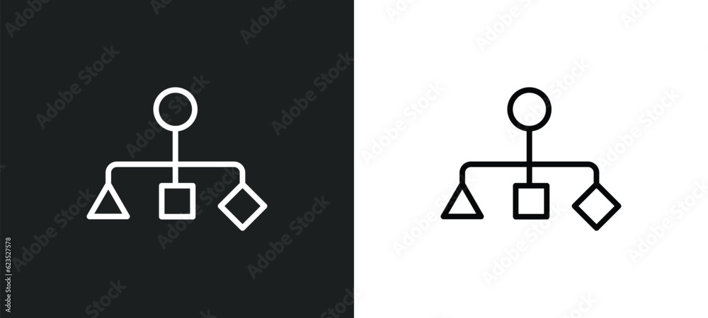 Poster hierarchy structure icon isolated in white and black colors. hierarchy structure outline vector icon