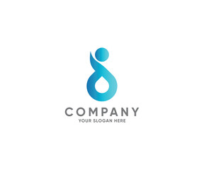 Logo water drop and man Vector Template