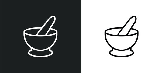 mortar bowl icon isolated in white and black colors. mortar bowl outline vector icon from beauty collection for web, mobile apps and ui.
