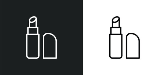 inclined lipstick icon isolated in white and black colors. inclined lipstick outline vector icon from beauty collection for web, mobile apps and ui.