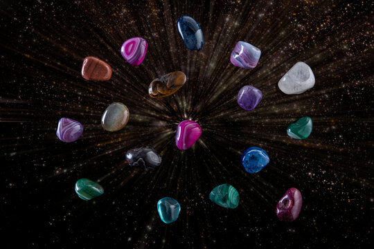 coloured stones;