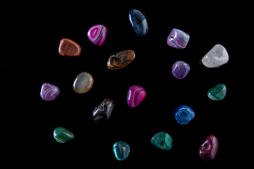 gemstones on black;