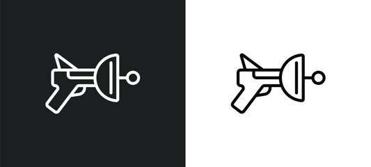 space gun icon isolated in white and black colors. space gun outline vector icon from astronomy collection for web, mobile apps and ui. - obrazy, fototapety, plakaty
