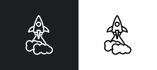 liftoff icon isolated in white and black colors. liftoff outline vector icon from astronomy collection for web, mobile apps and ui.