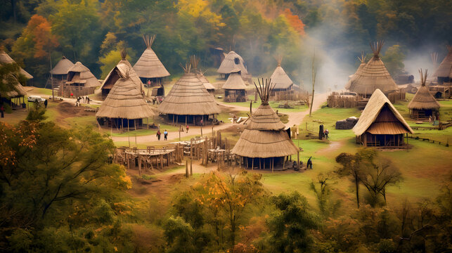 Enchanting Capture of a Serene Cherokee Village - generative ai